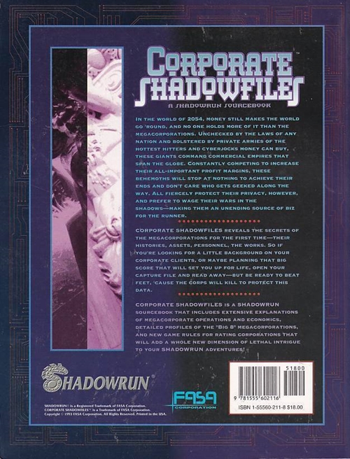 Shadowrun 2nd - Corporate Shadowfiles (B-Grade) (Genbrug)